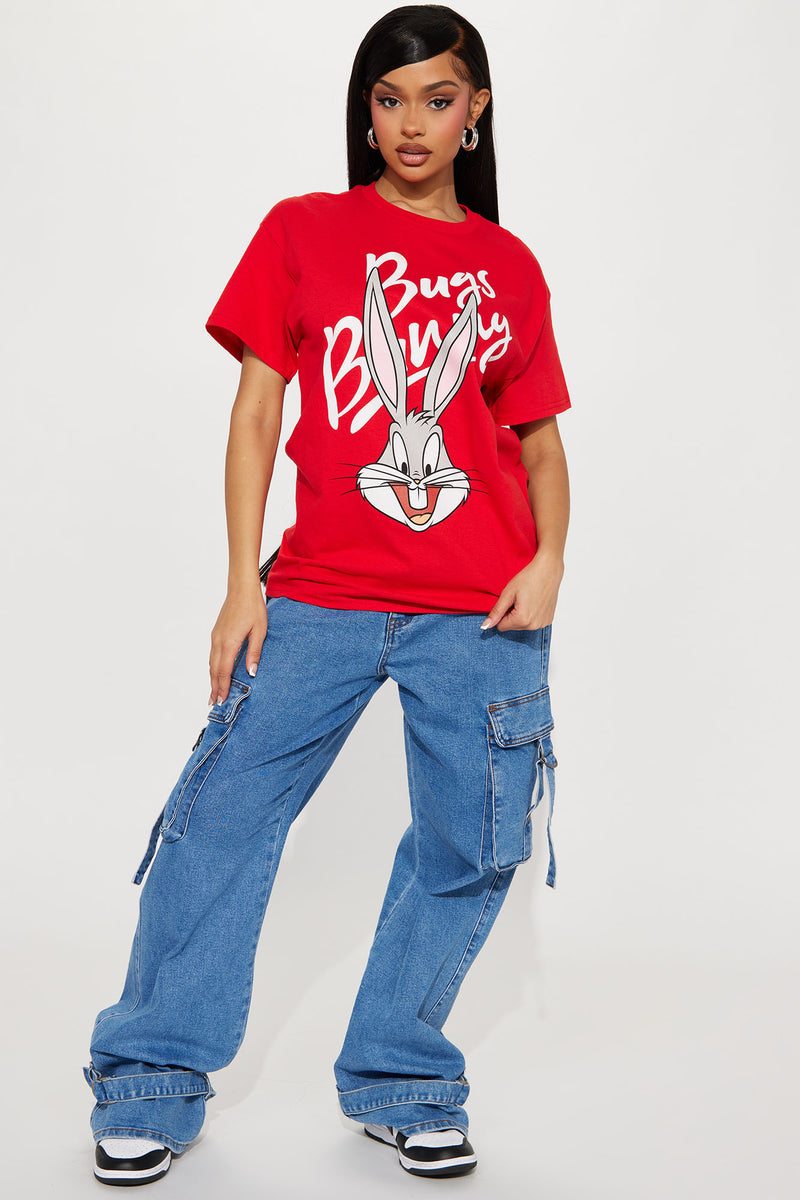 Bugs Bunny Graphic T-Shirt - Fashion Bottoms | Nova Fashion Nova, Tops | Screens Red and