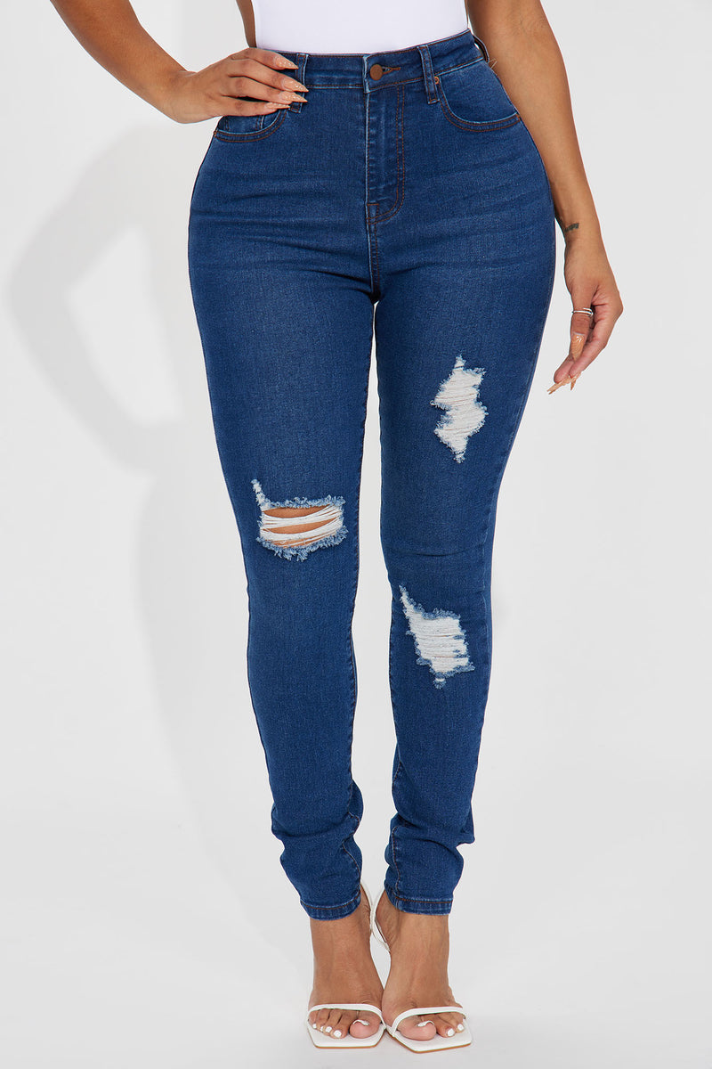 Skinniest Fit High Rise Soft Stretch Ripped Denim Dark Wash Ladies Jeans -  China Skinny Jeans and Denim Jeans price