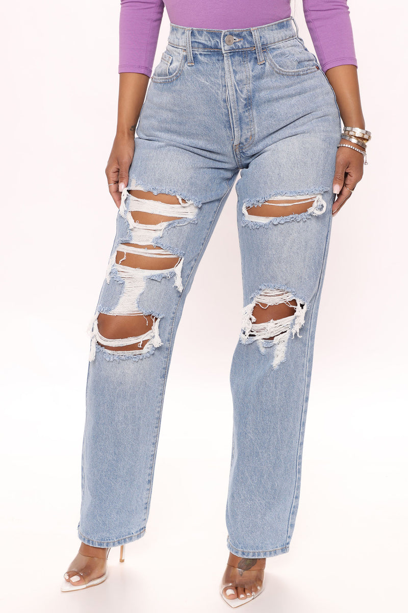 Gaslighter Wide Leg Ripped Jeans - Medium Wash, Fashion Nova, Jeans