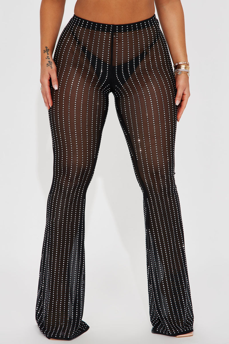 Summer Party Starter Fishnet Cover Up Pants - Black