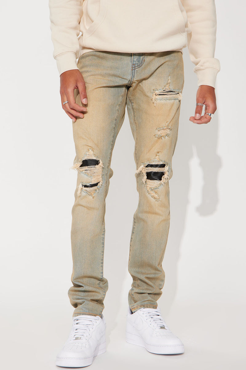 Through It Ripped Skinny Flared Jeans - Vintage Blue Wash