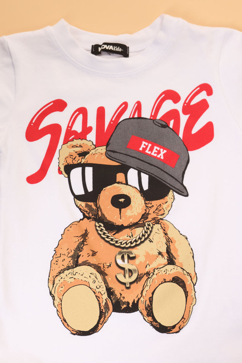 Black T-Shirt, Cartoon T-Shirt, Bear Graphic T-Shirt, SAVAGE Graphic T- Shirt - The Given Style