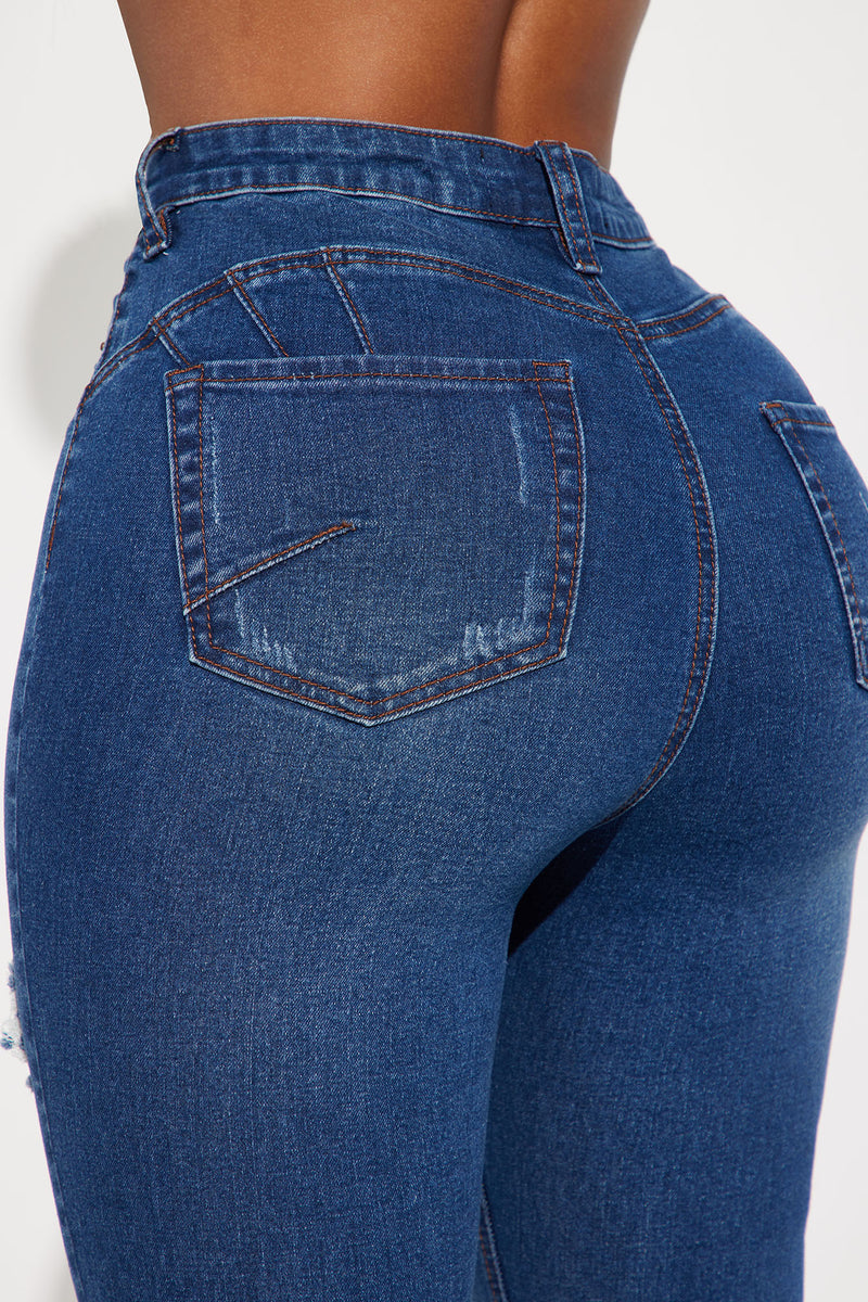 High-rise Butt-Lifting Jeans with Rips 21285DPAP-B