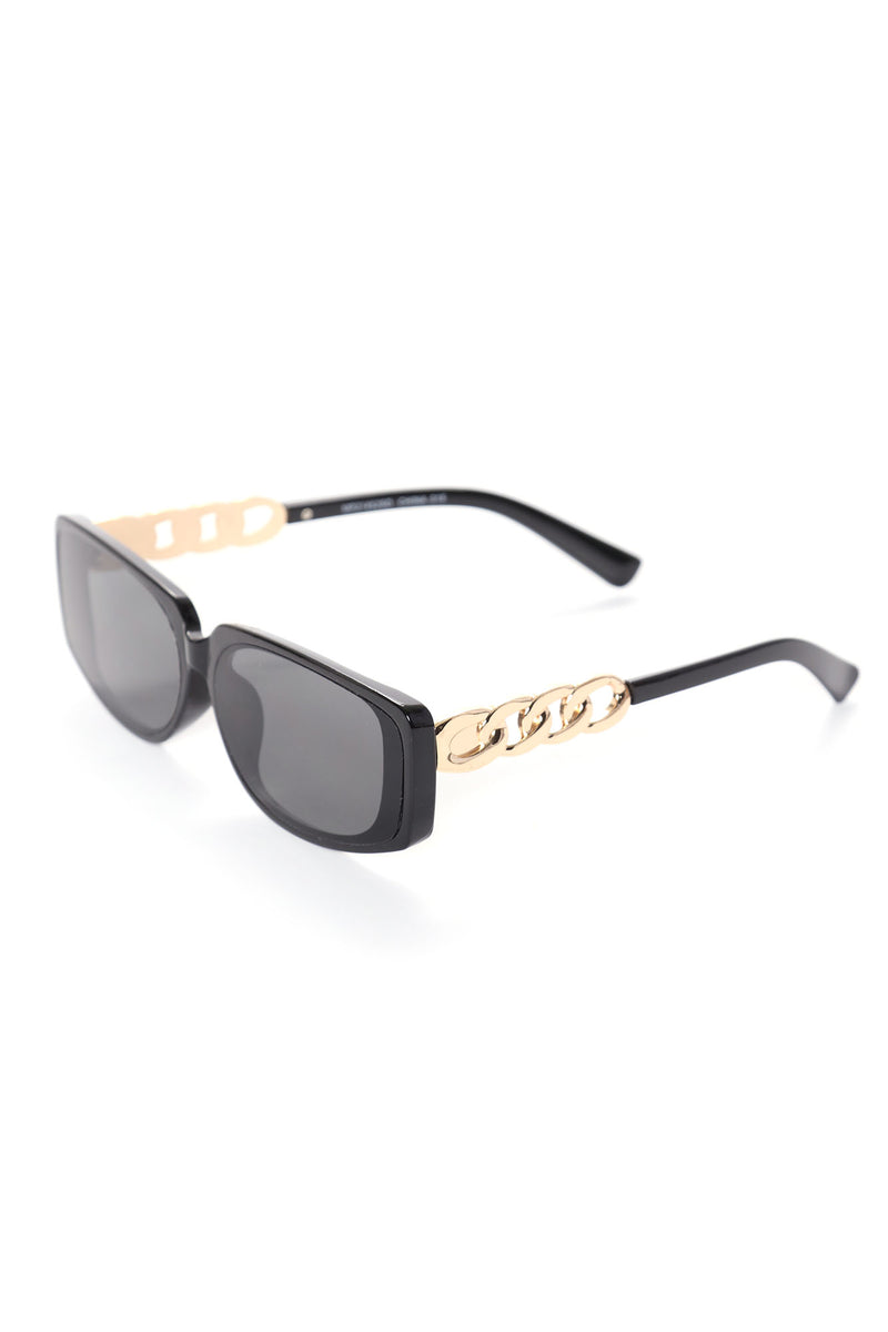 Square Sunglasses with Gold Chain Arms