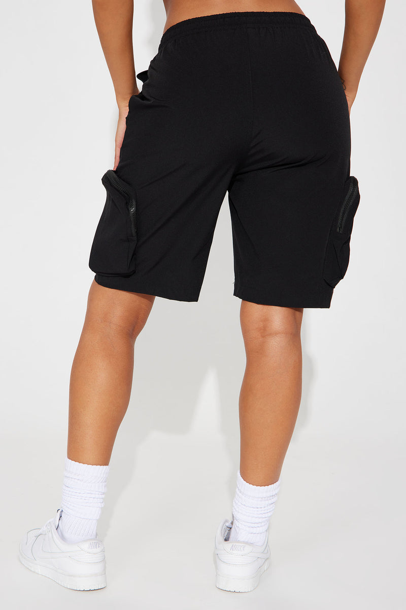 Bet On It Nylon Cargo Short - Black