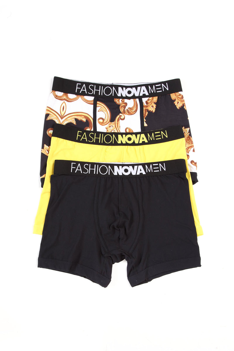 FN Checkered Boxer Brief 3 Pack - White/Black, Fashion Nova, Mens Underwear