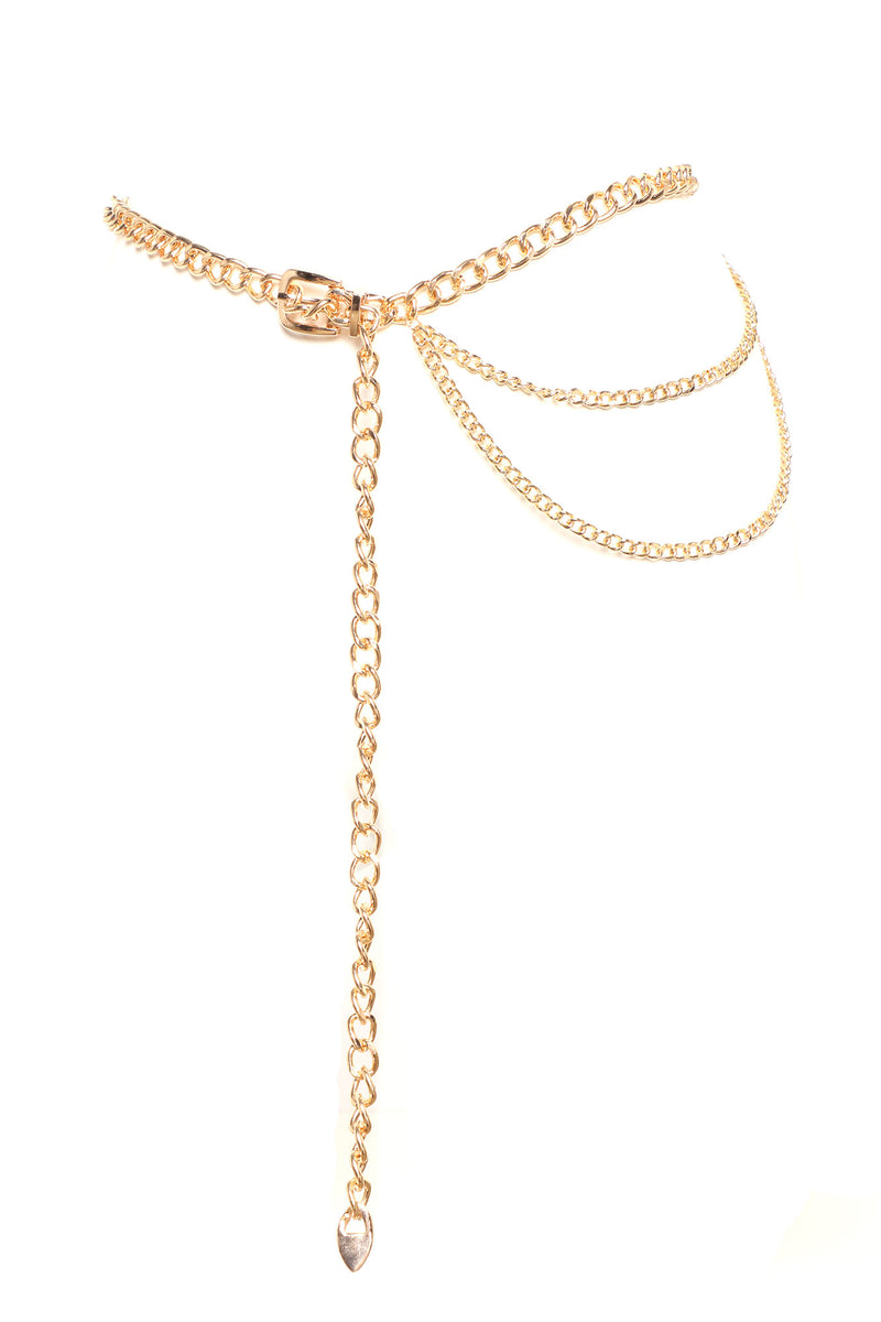 Buckled Down Chain Belt - Gold