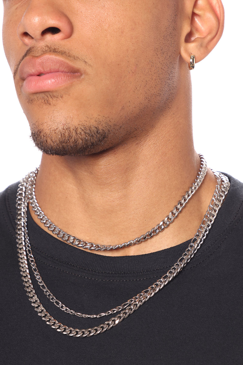Men's Iced Out Ball Chain Necklace in Silver by Fashion Nova