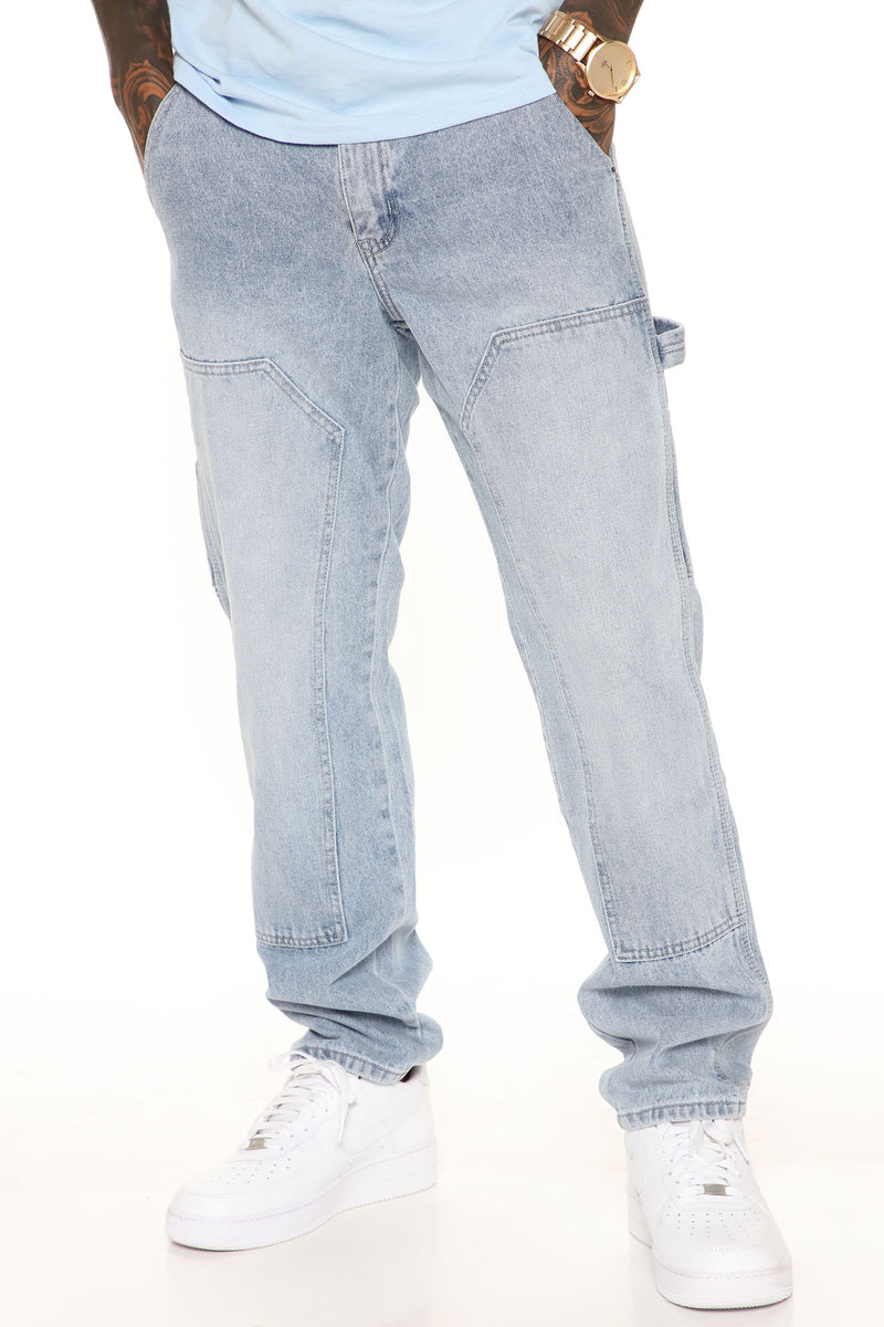 Route One Denim Carpenter Pants - Light Wash