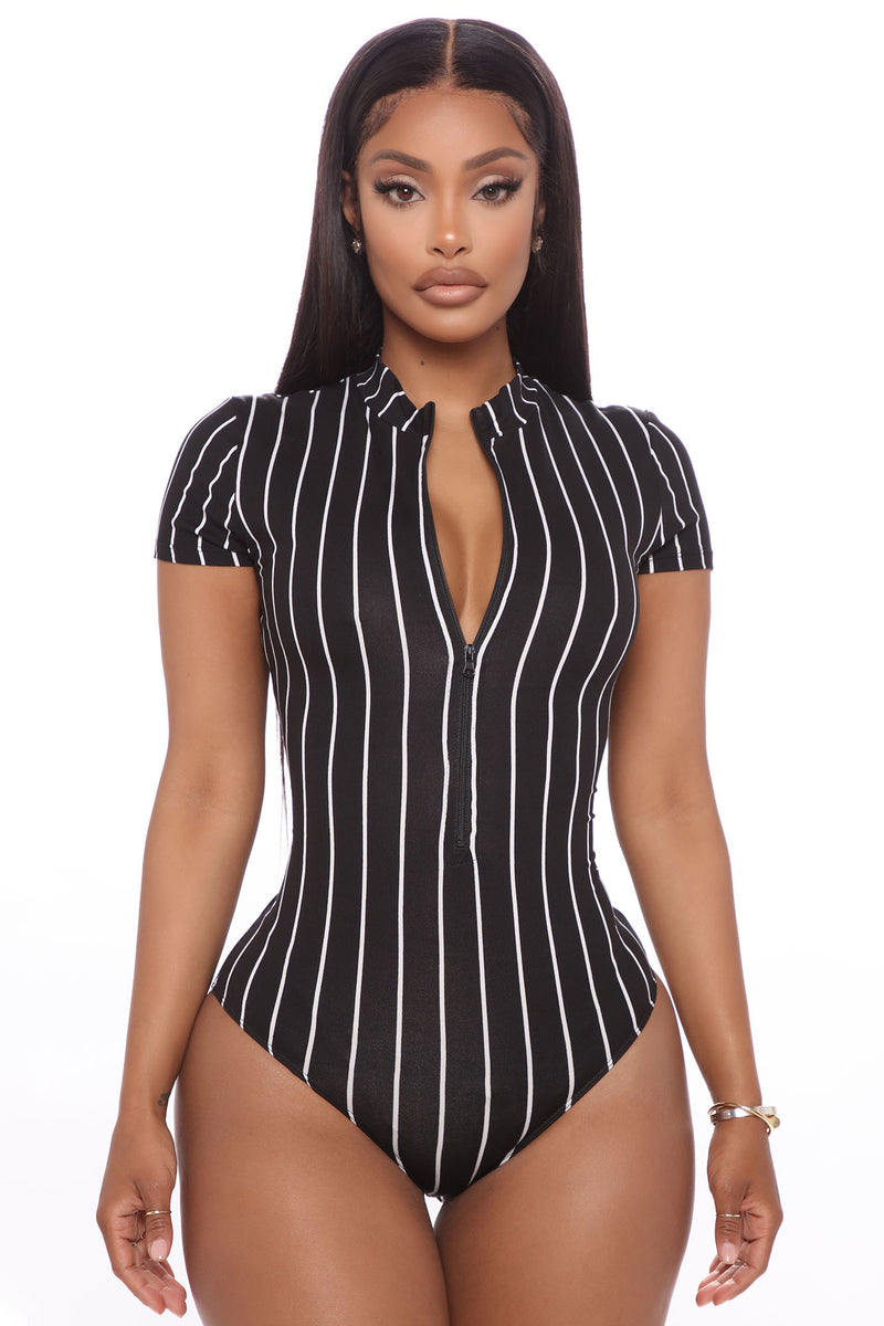 Omina Mesh Bodysuit - Black, Fashion Nova, Bodysuits
