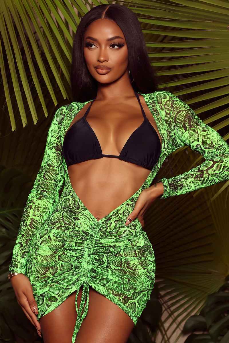Summers In Greece Mesh Ruched Cover Up Dress - Multi Color, Fashion Nova,  Swimwear