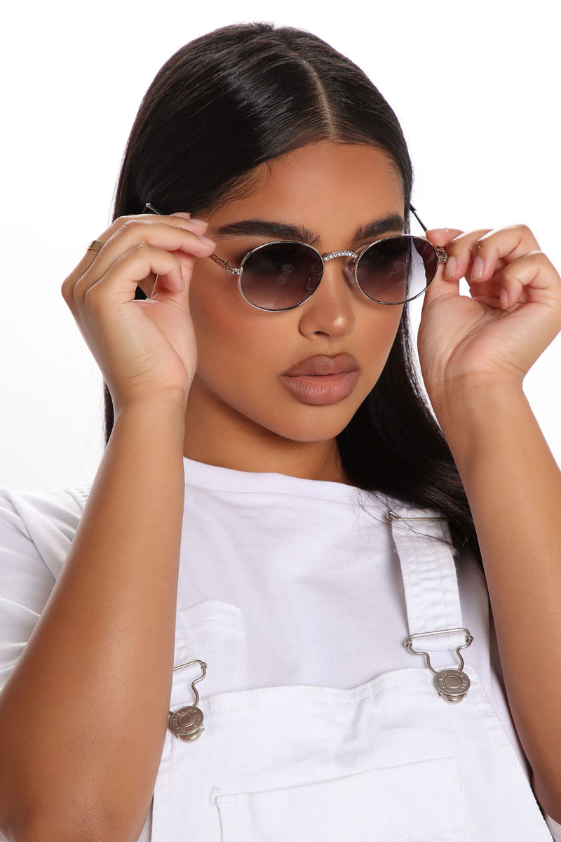 Haute Girl Rounded Sunglasses - Silver/Smoke, Fashion Nova, Sunglasses