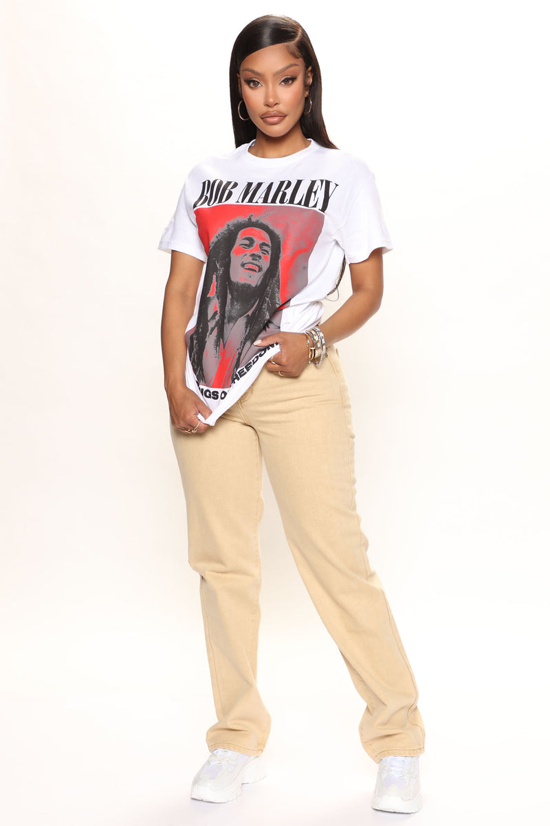 Bob Marley One Love Top - Sand, Fashion Nova, Screens Tops and Bottoms