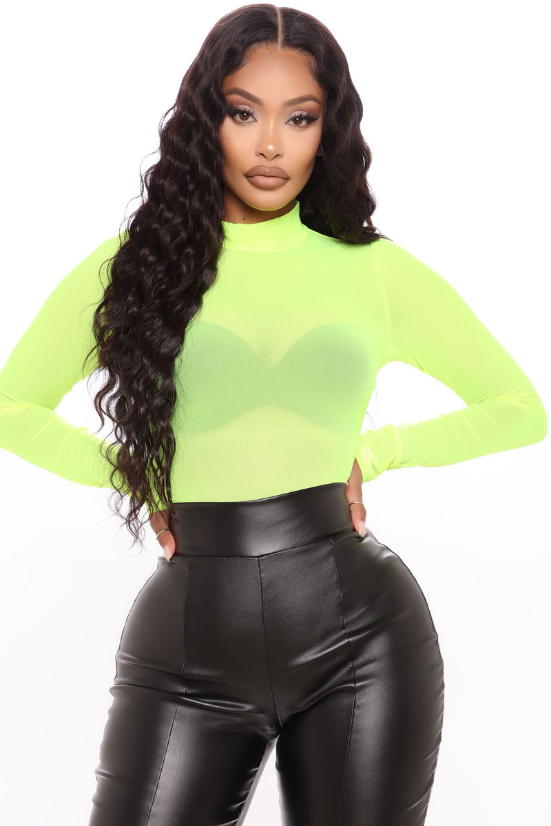 Marley Mesh Bodysuit - Neon | Fashion Nova, | Yellow Fashion Nova Bodysuits
