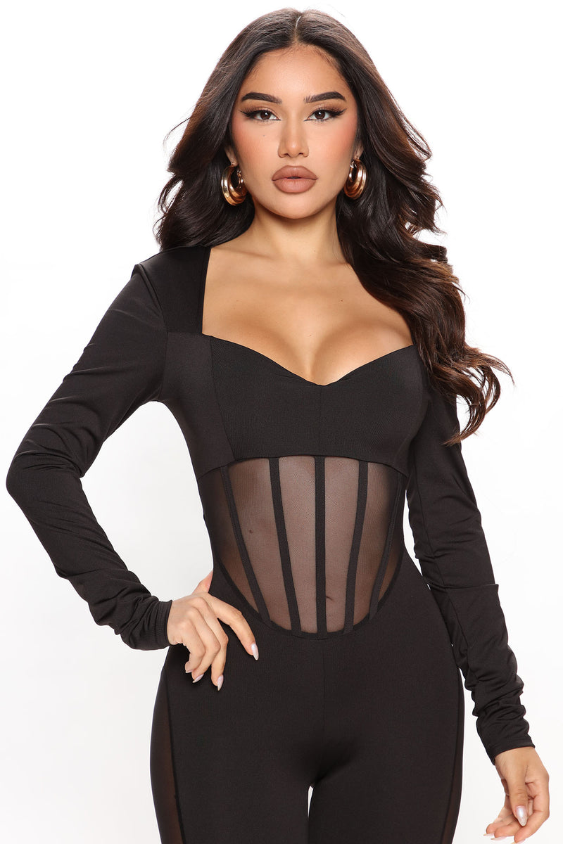 Always Crushing Corset Jumpsuit - Black, Fashion Nova, Jumpsuits