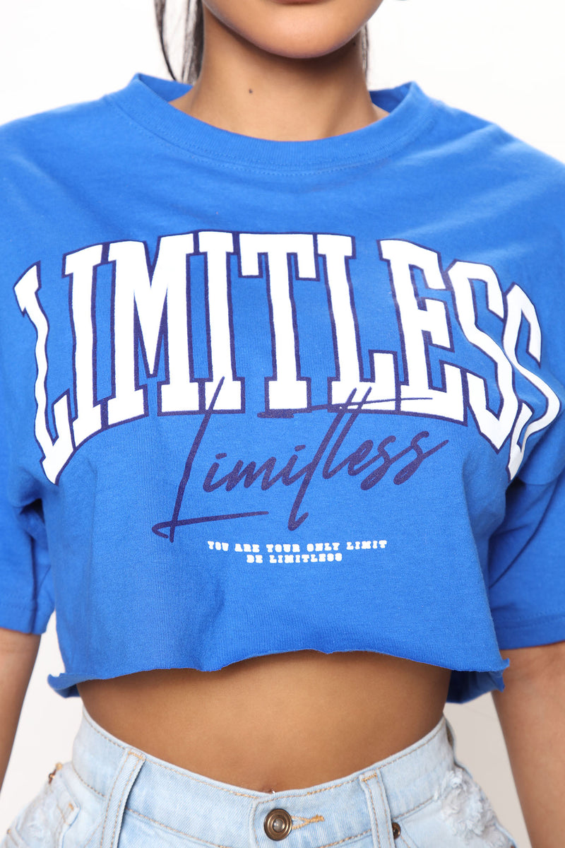 Limitless Cropped Tee Royal Fashion Nova Screens Tops And Bottoms Fashion Nova 