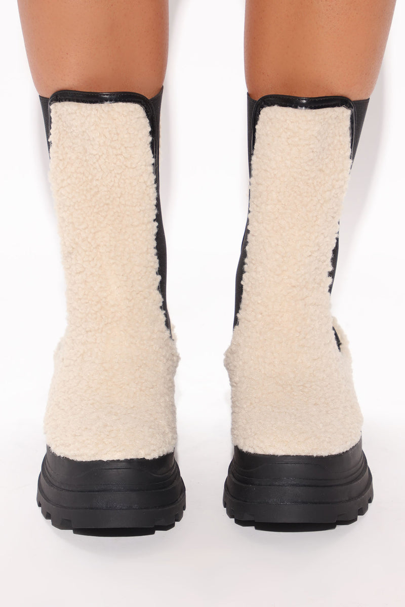 Snow Drop Faux Fur Booties - Black, Fashion Nova, Shoes