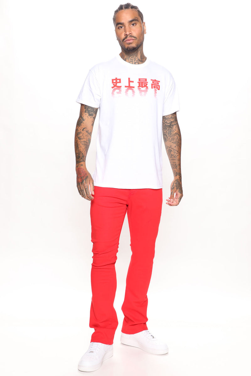 Out There Stacked Skinny Flared Jeans - Red, Fashion Nova, Mens Jeans