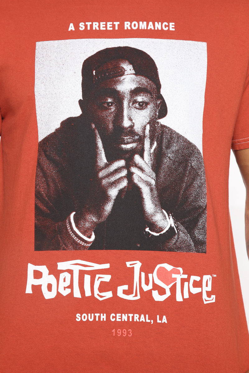 Poetic Justice Men T-Shirt M Black Tupac Shakur Graphic Portrait Crew Neck  Tee