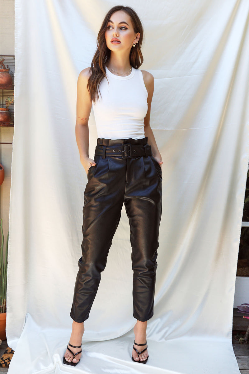 Ayana Washed Faux Leather Flare Pant - Black, Fashion Nova, Pants