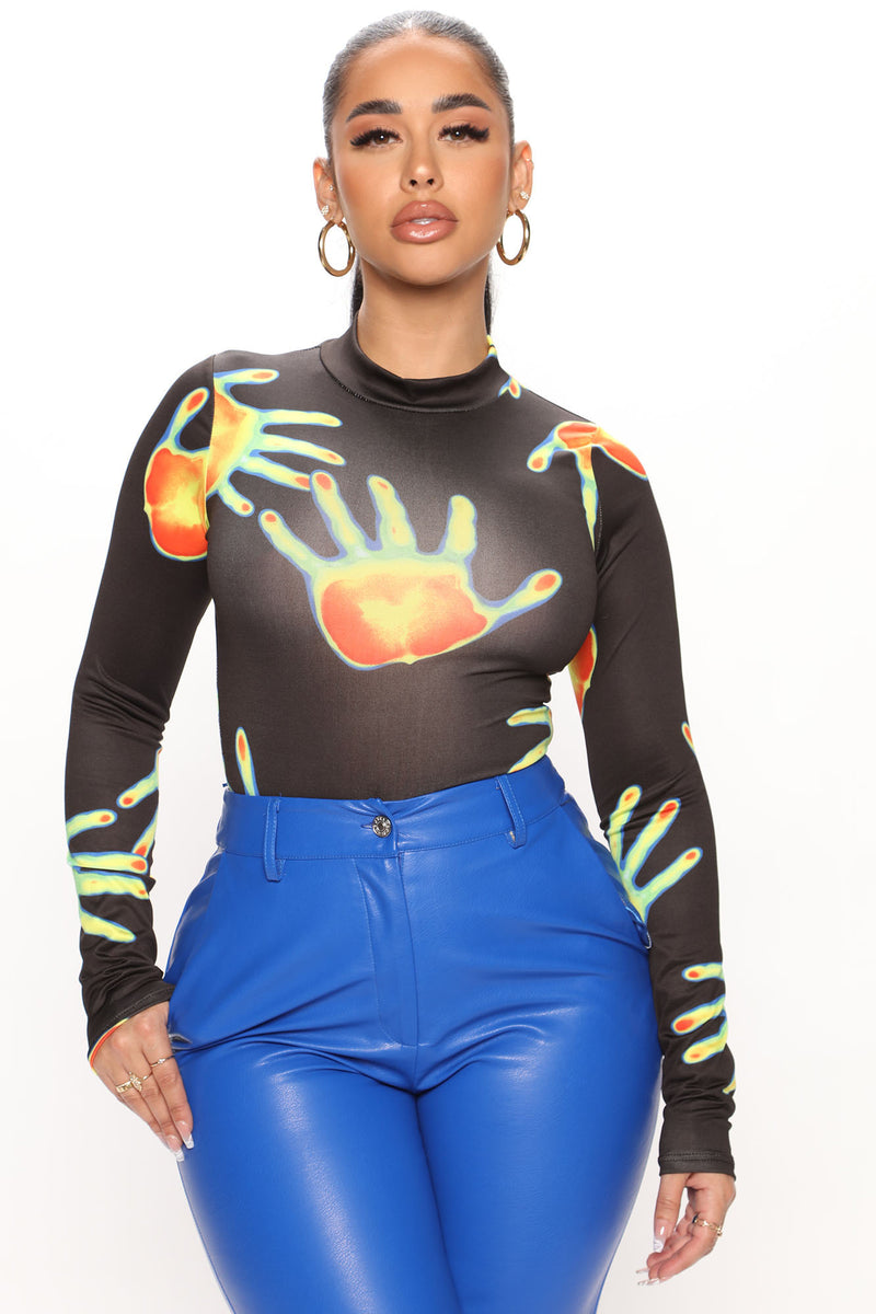 Hot Touch Mock Neck Bodysuit Black Fashion Nova Screens Tops And