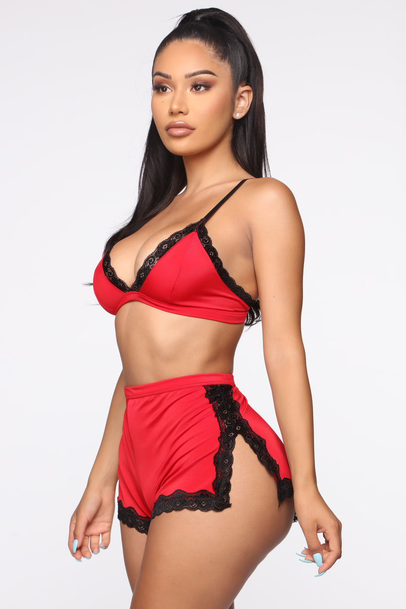 Shop Sexy 3pc Bra Panty & Over Coat Hot Sleep Wear Set Red 2237E Bed  Honeymoon Set Online - Shopclues