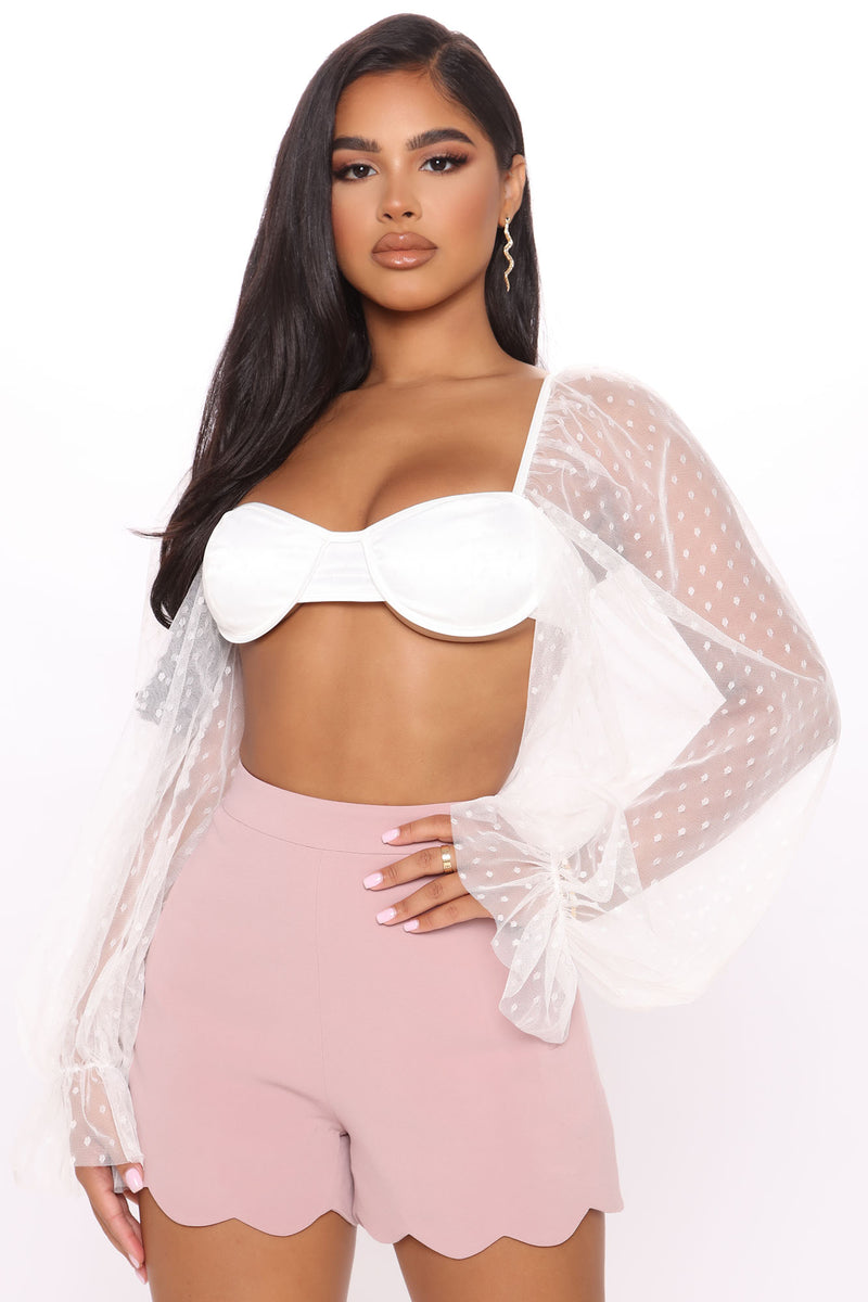 Sweet And Sultry Crop Top - Ivory, Fashion Nova, Shirts & Blouses