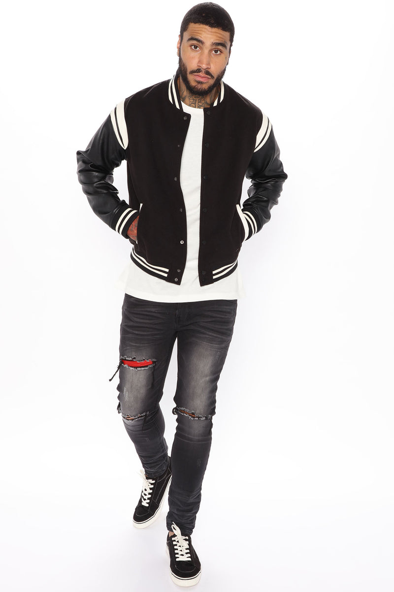 Shoulder Varsity Jacket - Black/combo | Fashion Nova, Mens