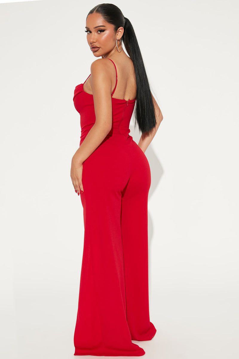 Falling For Your Charm Jumpsuit - Red, Fashion Nova, Jumpsuits