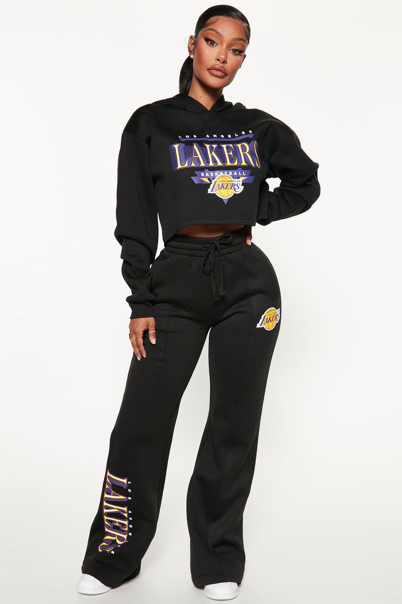 Lakers Cropped Zip Hoodie - Heather Grey
