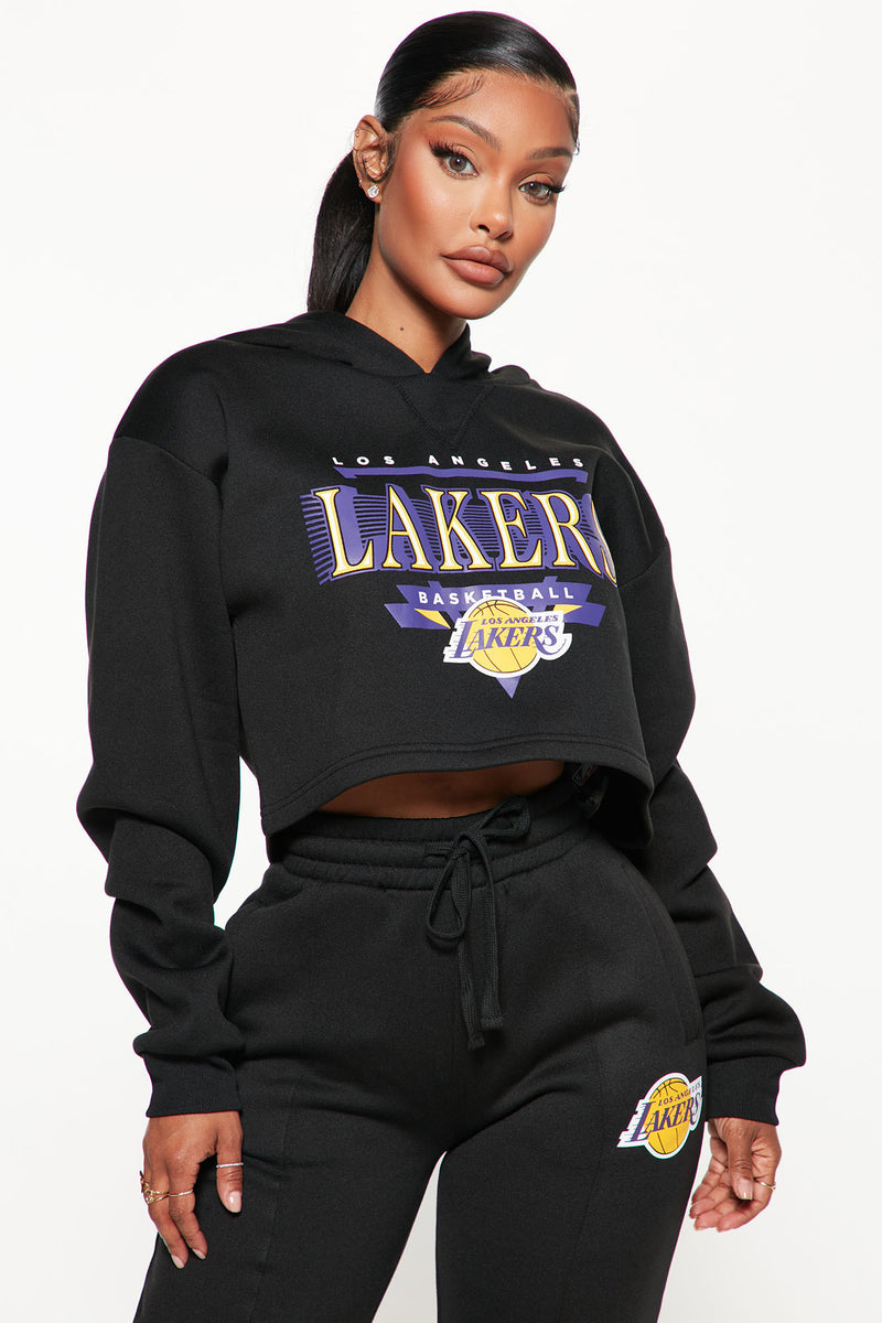 Female Los Angeles Lakers FISSL White Tie-Dye Cropped Pullover Hoodie