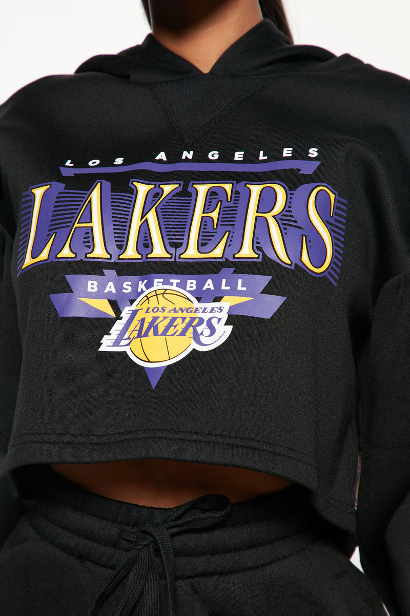 LOS ANGELES LAKERS CLASSIC FLC CROPPED PO HOODIE (BLACK) – Pro