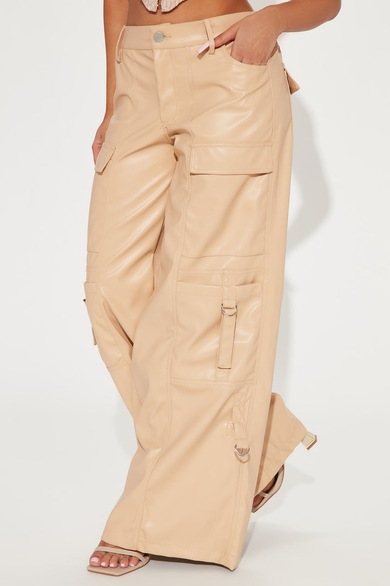 Got It Like That Faux Leather Cargo Pant 33 - Nude | Fashion Nova