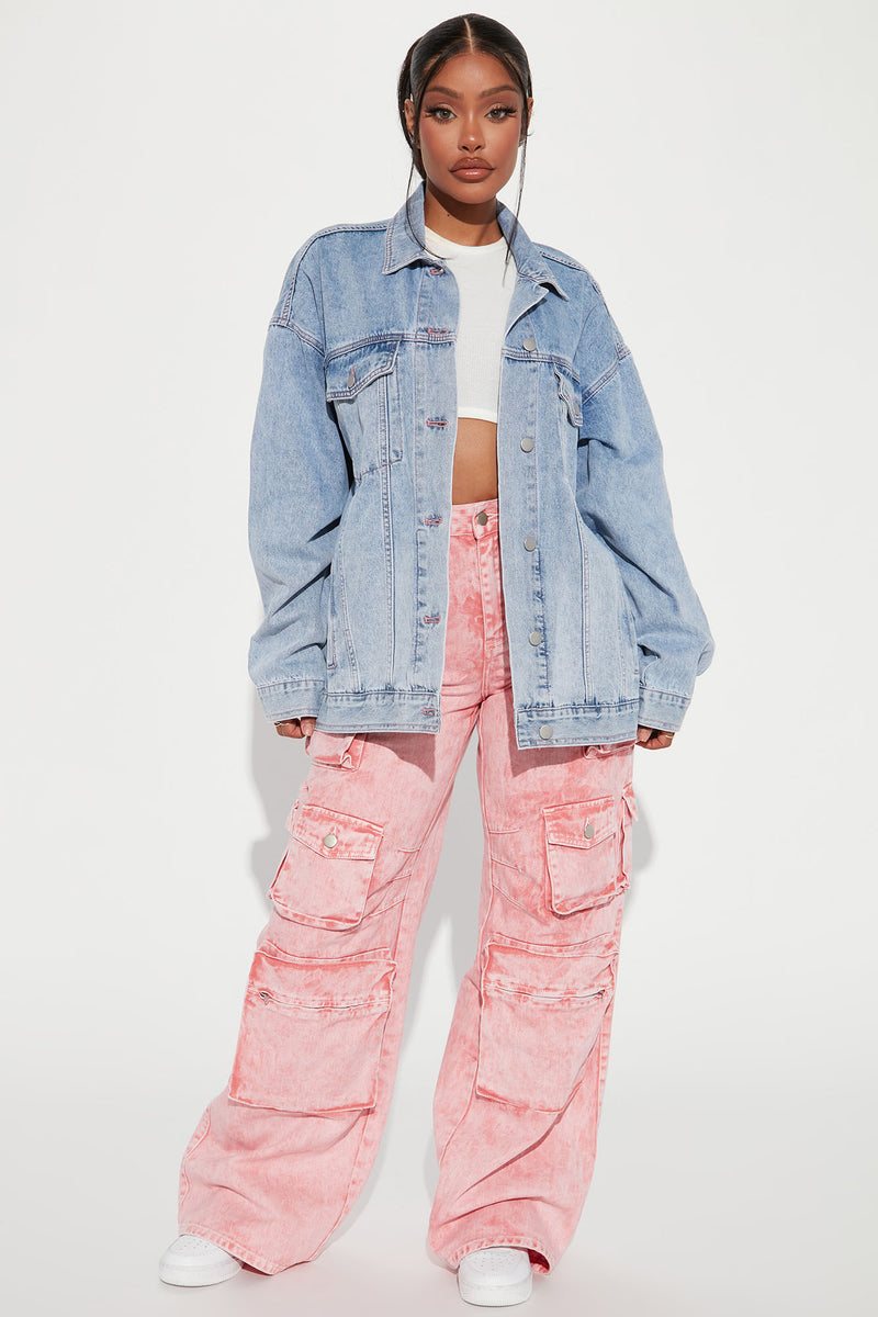 Pink Wash Oversized Denim Jacket