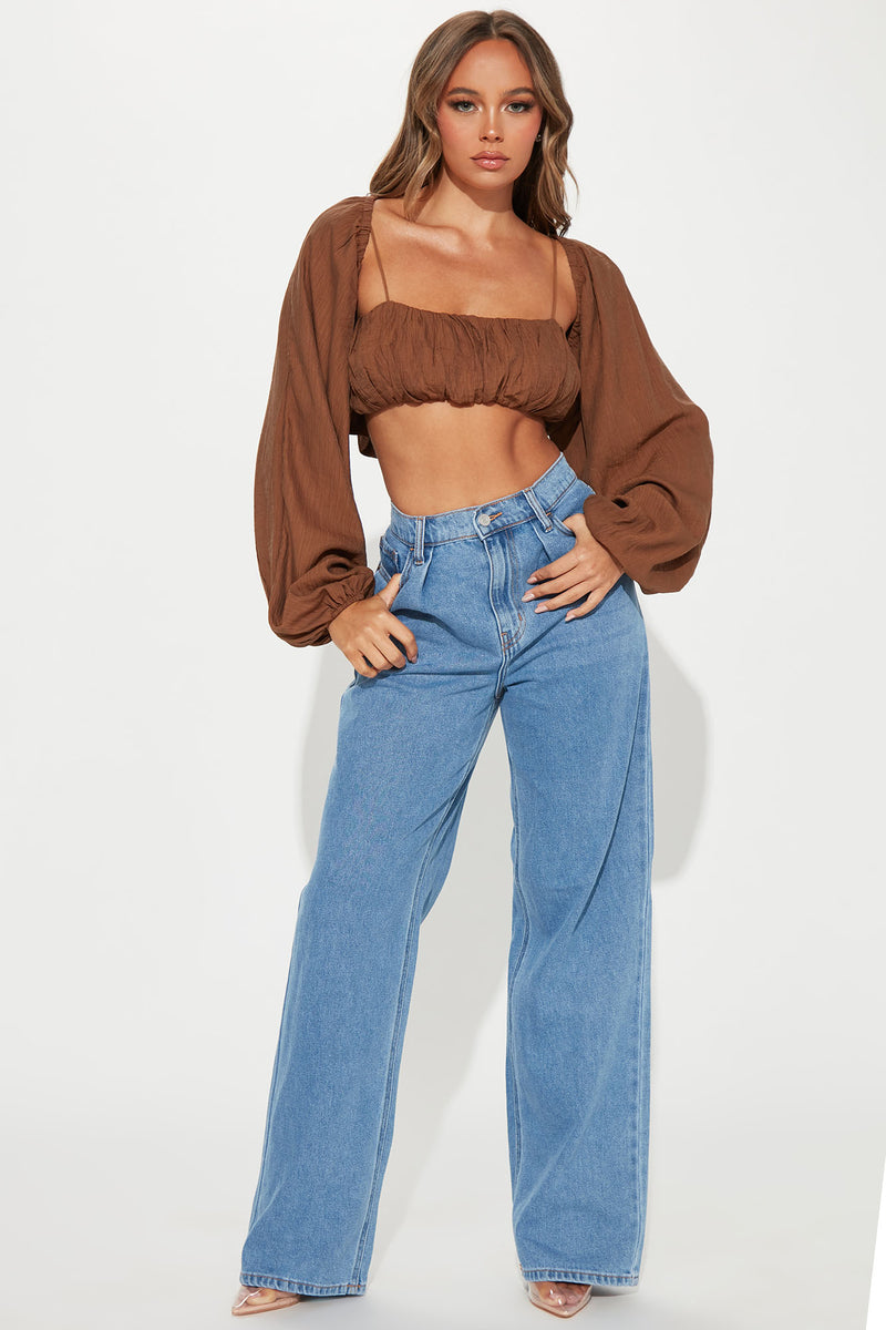 Every Women Crop Top - Brown, Fashion Nova, Screens Tops and Bottoms