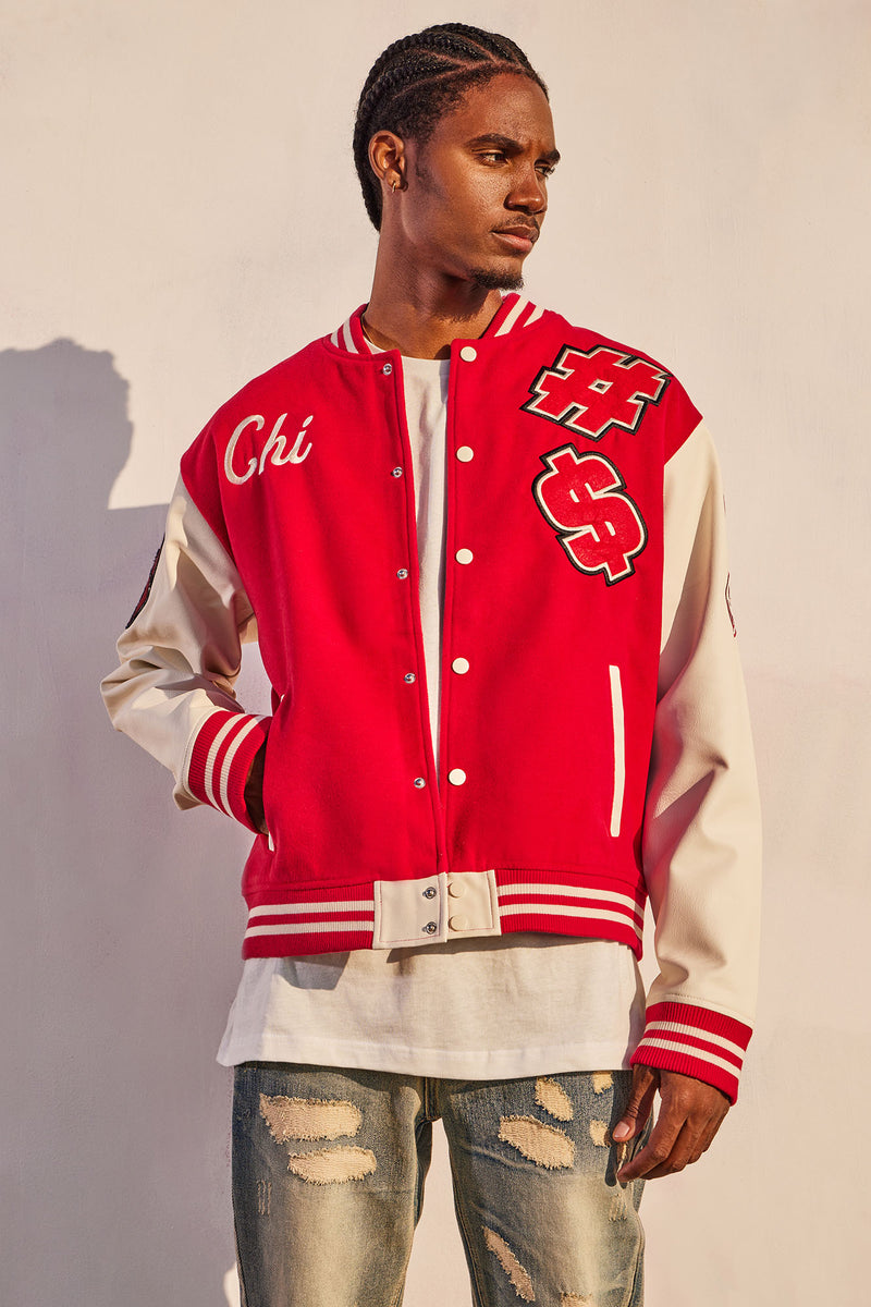 49ERS Varsity Jacket - Red/White, Fashion Nova, Mens Jackets
