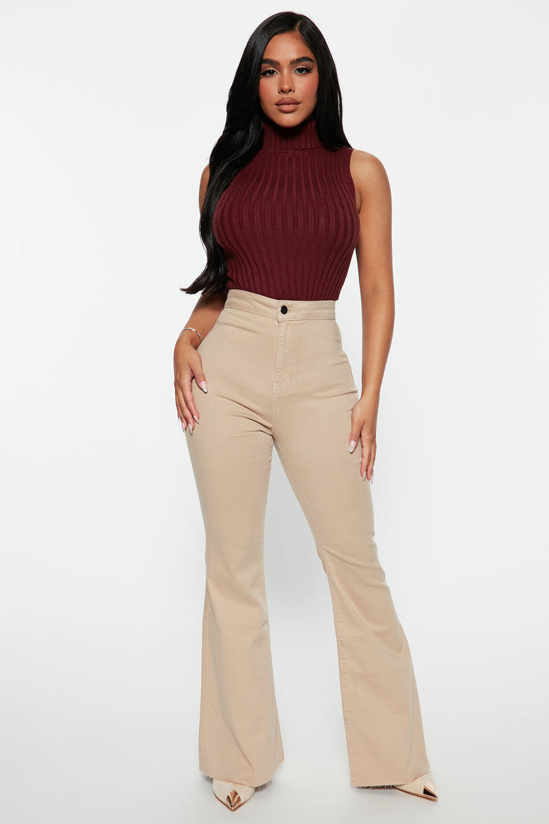 The Time Is Now High Rise Flare Jeans - Khaki