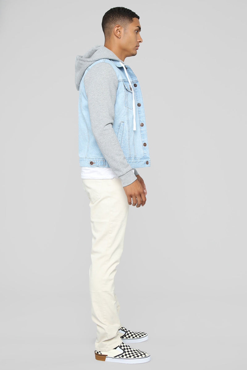 Hooded Denim Jacket - Denim blue - Men