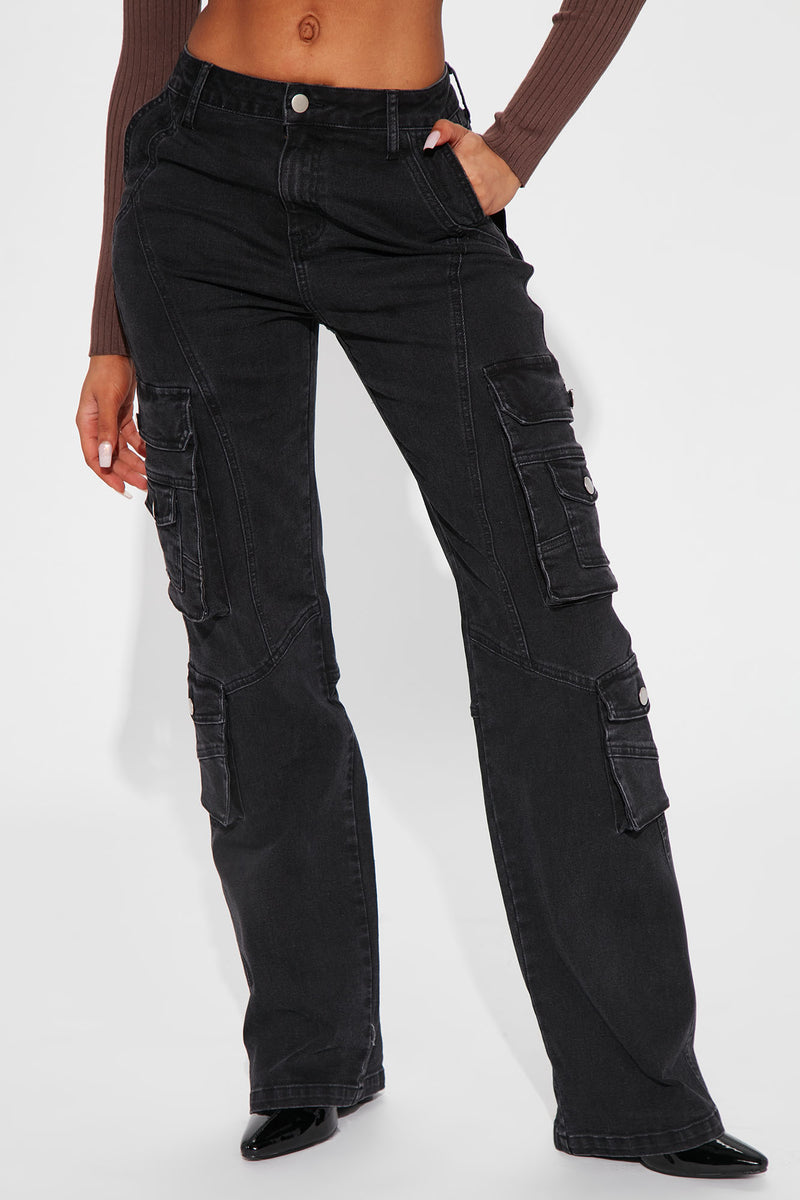 Mulholland Drive 90's Cargo Straight Leg Jeans - Black Wash, Fashion Nova,  Jeans