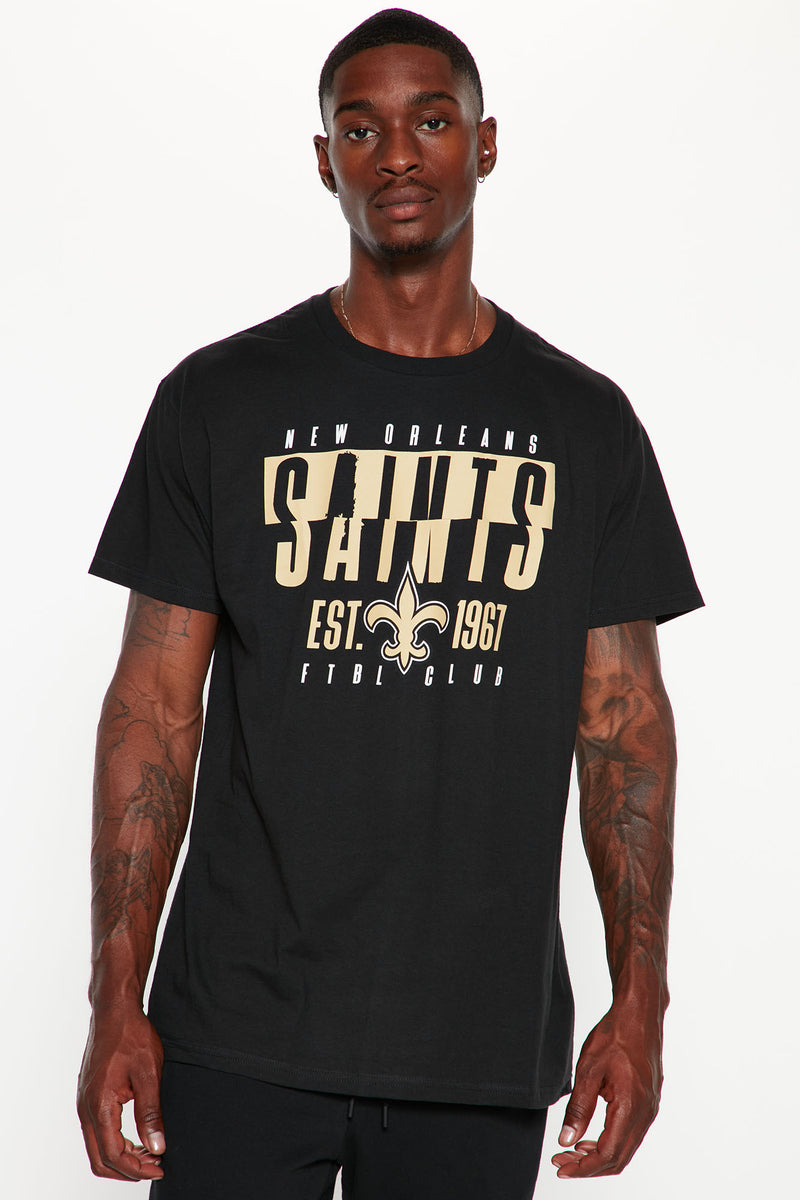 New Orleans Saints Split Short Sleeve Tee - Black, Fashion Nova, Mens  Graphic Tees