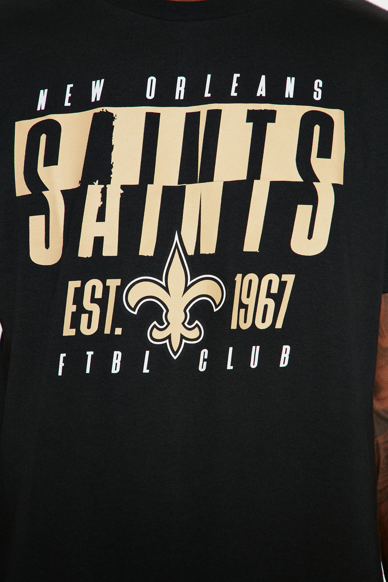 New Orleans Saints Split Short Sleeve Tee - Black, Fashion Nova, Mens  Graphic Tees