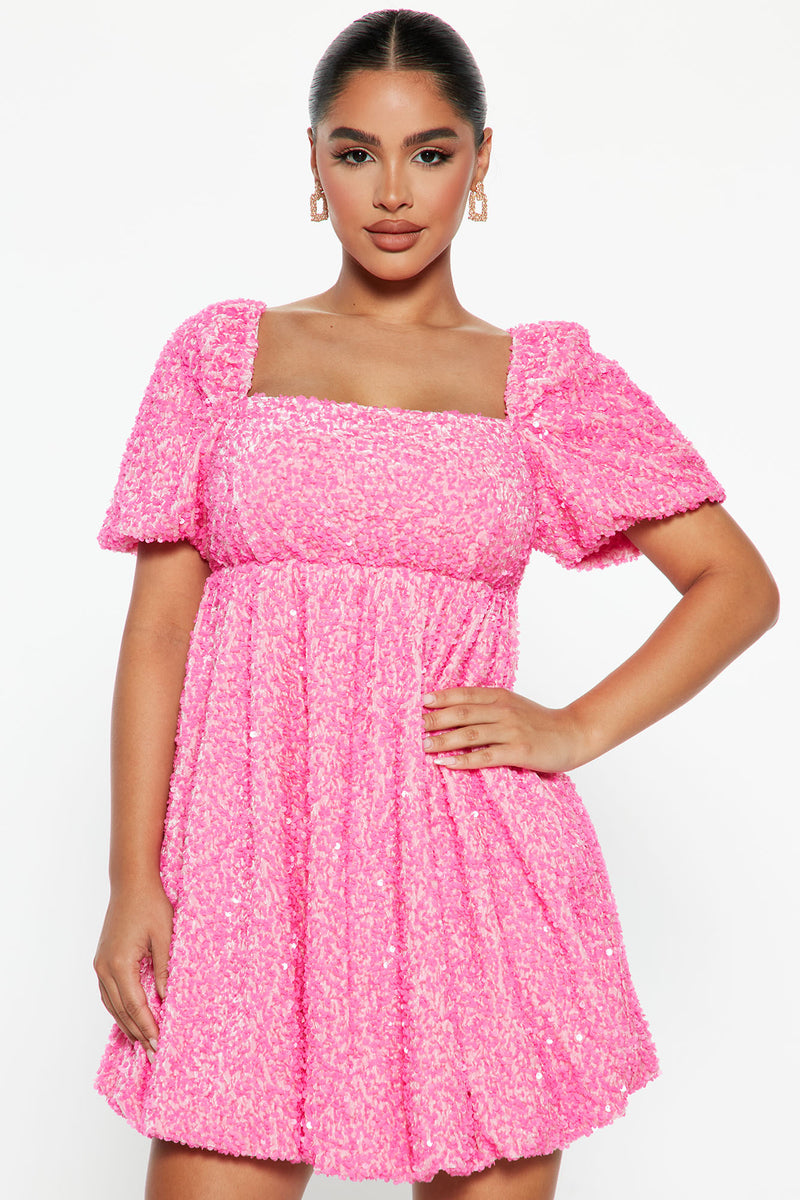 Craze Fashion Studio Pink Dye Pleated Sequin Dress 5