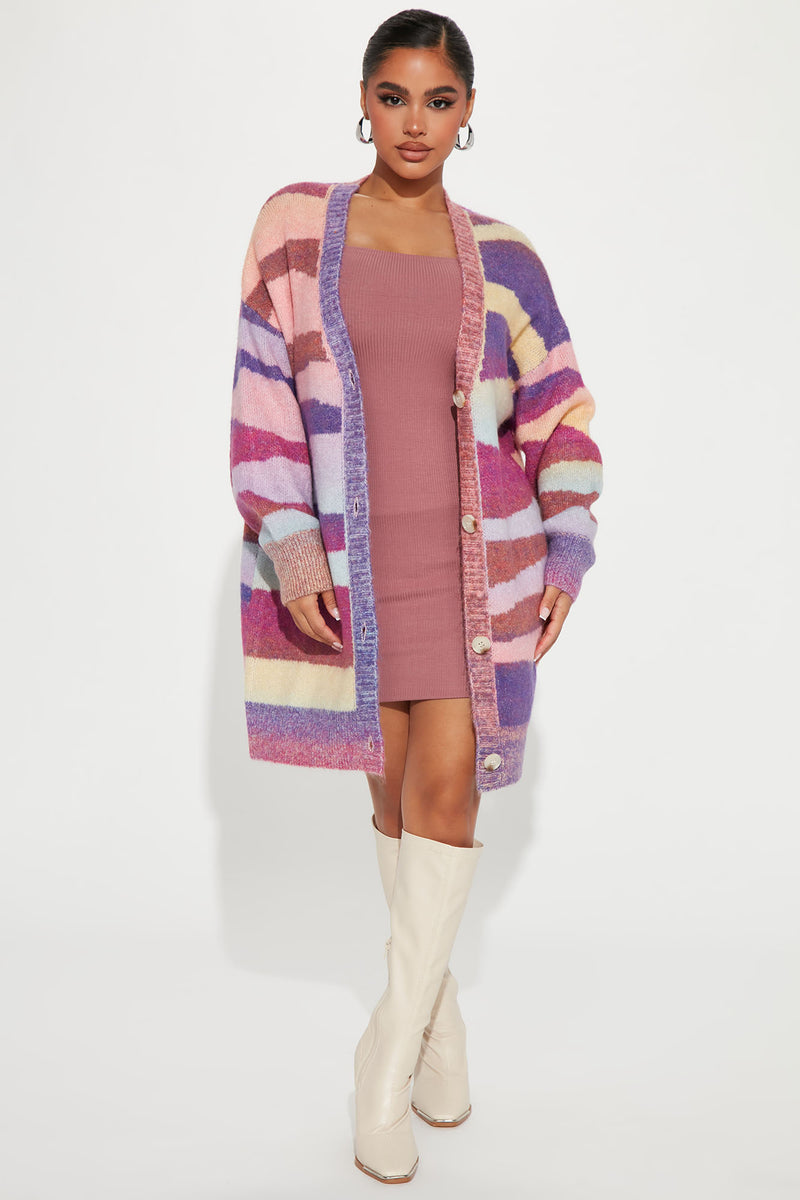 Purple 2025 striped cardigan