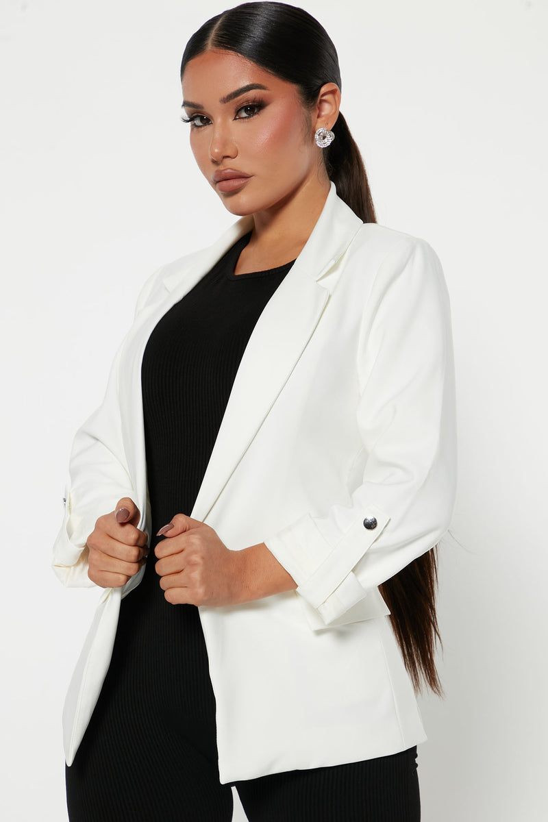Skyla Embellished Blazer Set - White