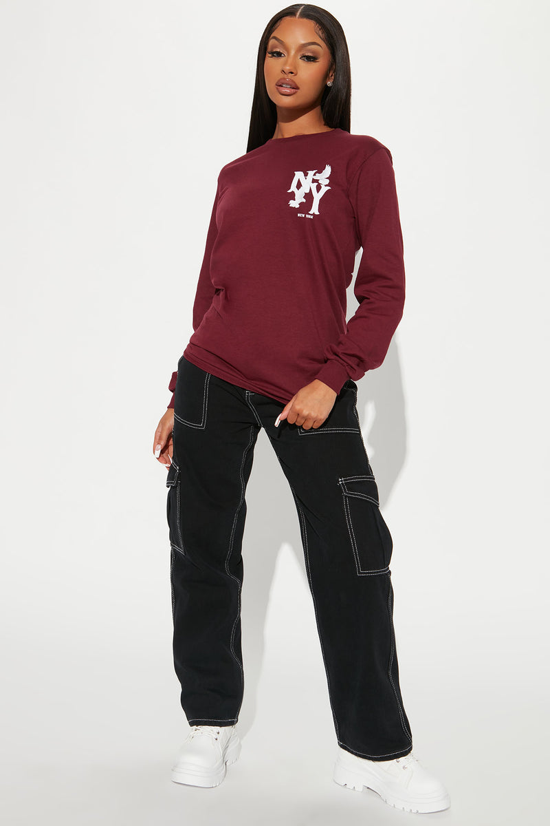 Flyest In The East Long Sleeve Tee - Burgundy