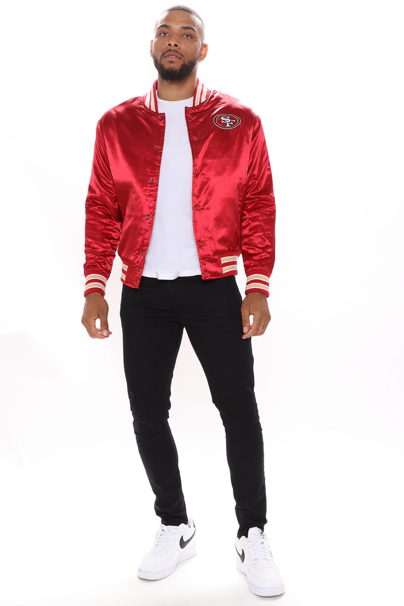 49ers Letterman Jacket - Black/Red, Fashion Nova, Jackets & Coats