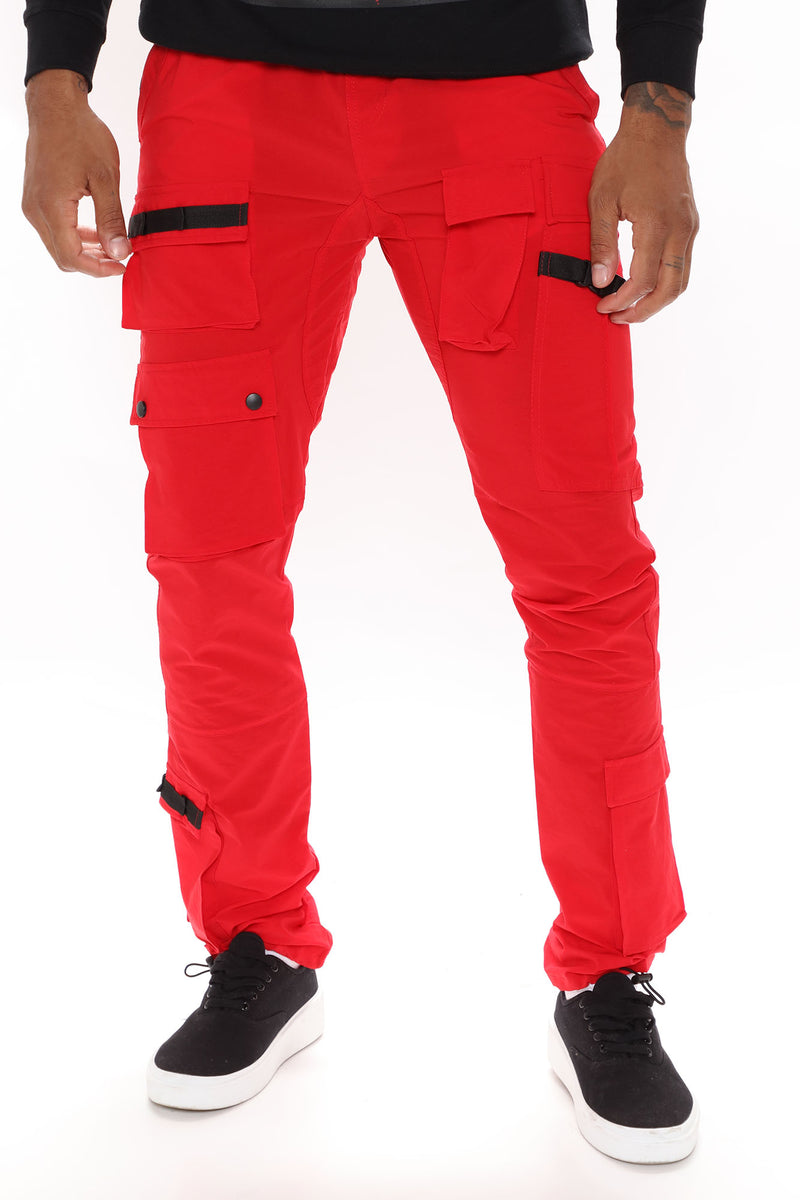 Versatile Cargo Pants Red Fashion Nova Mens Pants Fashion Nova 