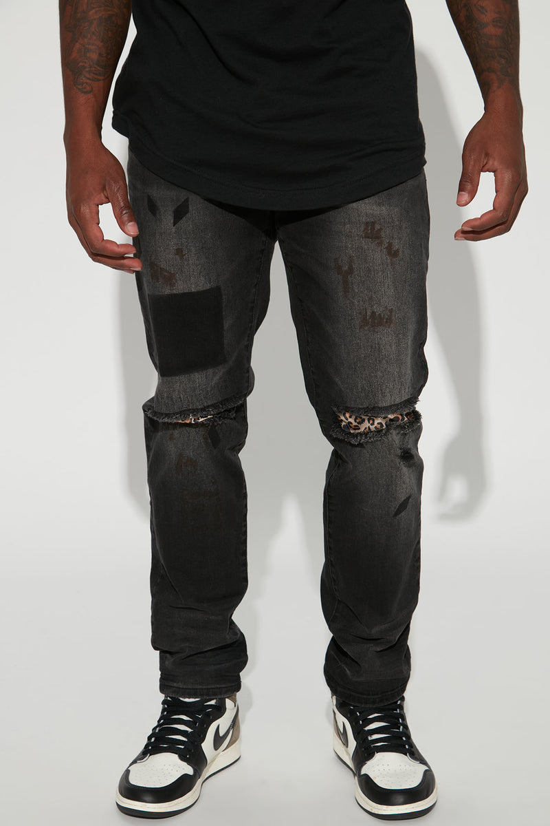 Patch It Up Slim Jeans - Black Wash | Fashion Nova, Mens Jeans