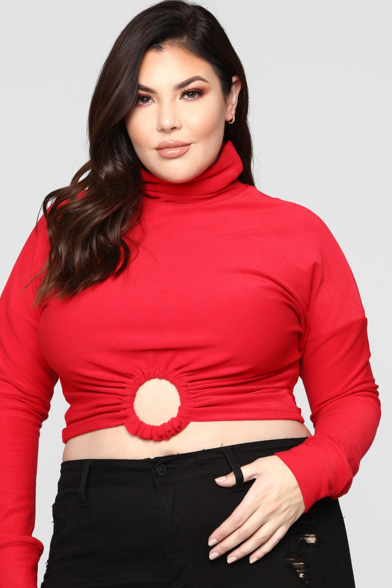 Front And Center Long Sleeve Top Red Fashion Nova Knit Tops