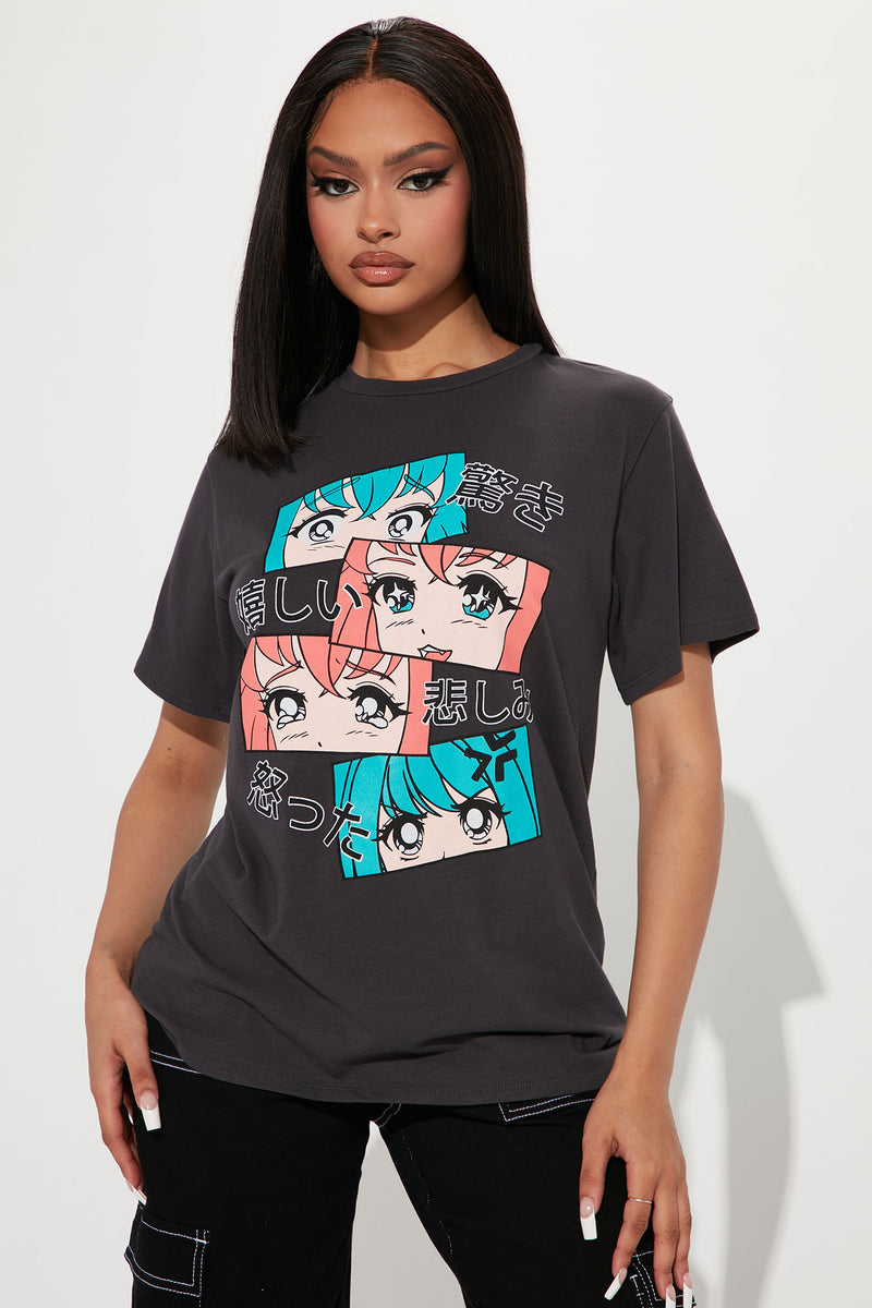 Women's Bad Girl Anime Graphic Tshirt Print in Black Size XL by Fashion Nova